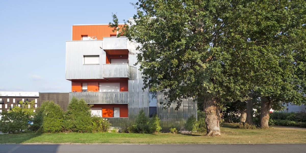 Les Champs Bleus Vezin - Immeuble façade orange - Projet Territoires-Rennes